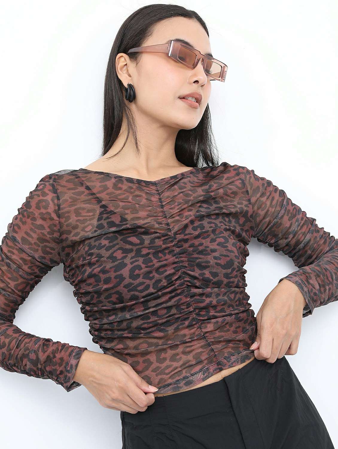 multicolored animal printed crop top - 21487477 -  Zoom Image - 0