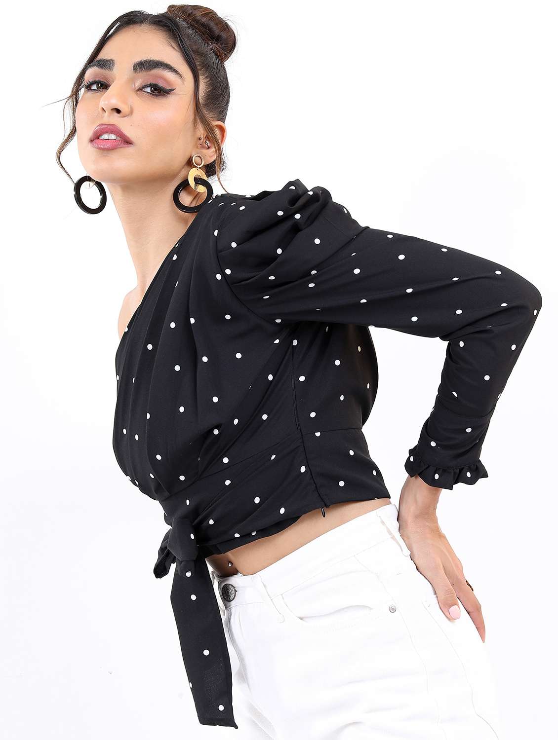 women black cotton blend crop top - 21487500 - Zoom Image - 0