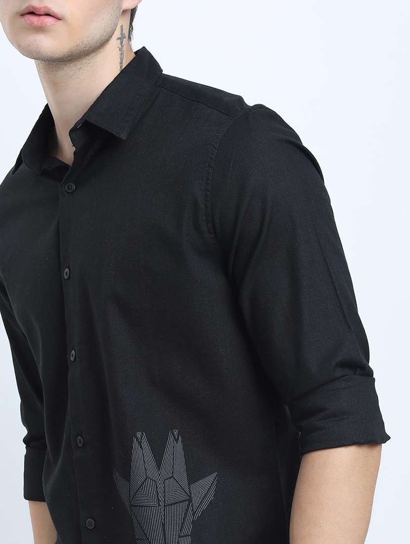 black cotton blend casual shirt - 21487507 - Standard Image - 5