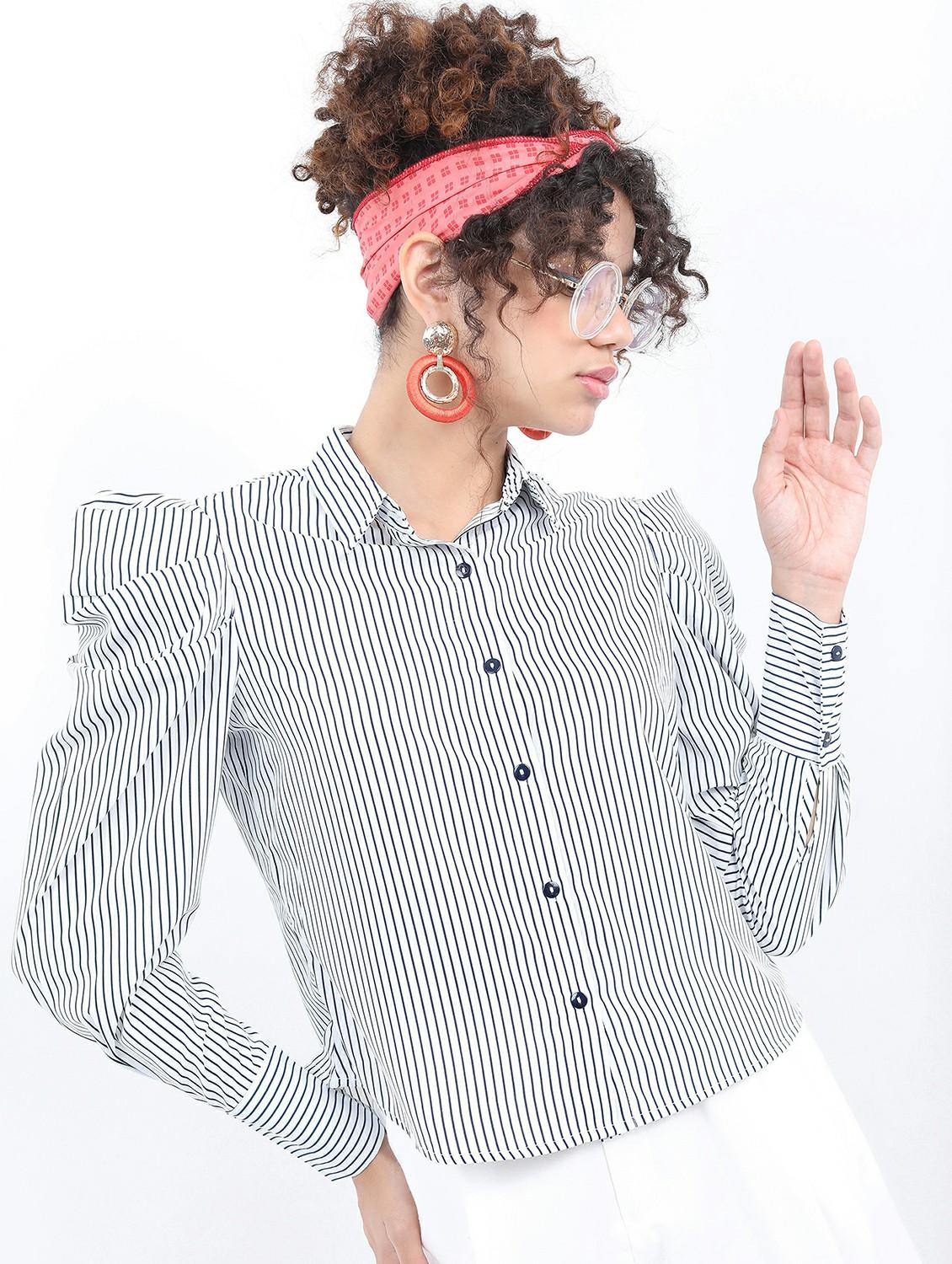 women white stripes shirt top - 21487508 - Zoom Image - 0