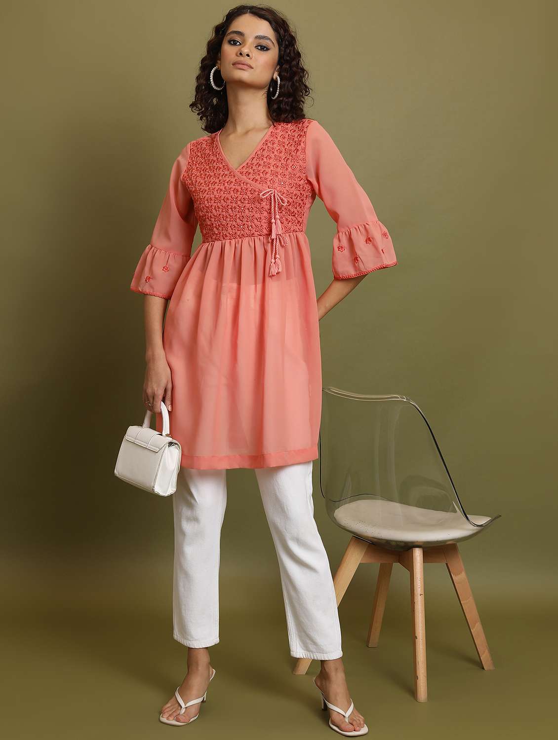 orange embroidered regular top - 21487521 - Standard Image - 3