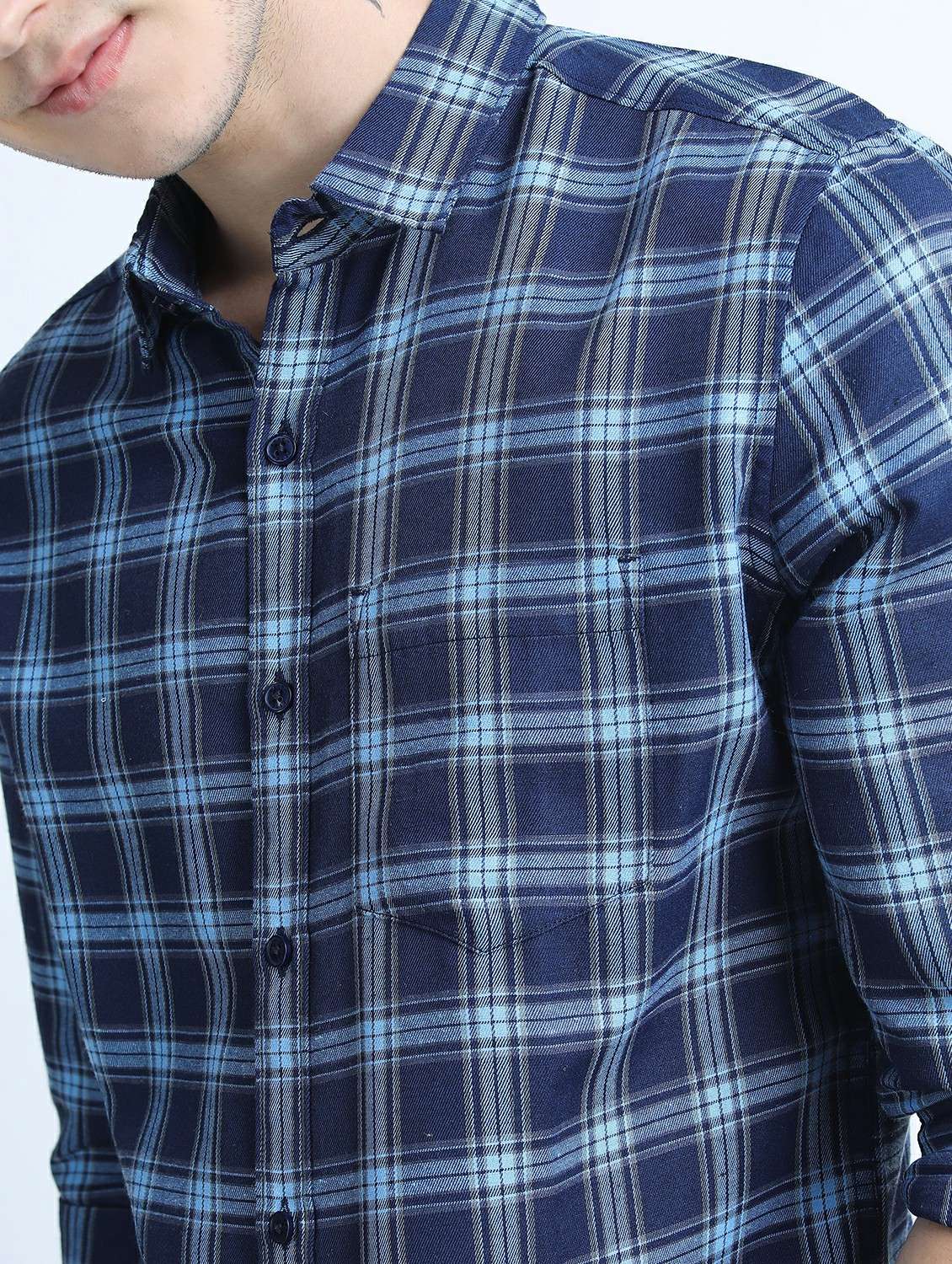 men long sleeved checkered casual shirt - 21487525 - Standard Image - 5