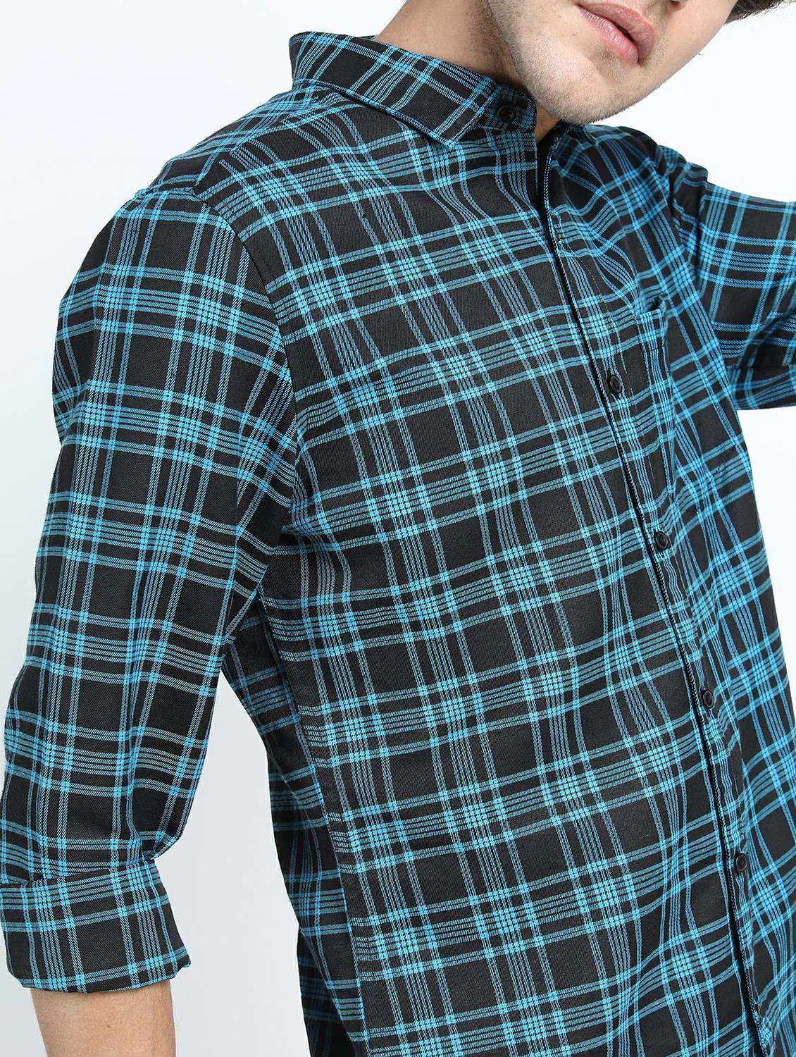 men long sleeved checkered casual shirt - 21487534 -  Standard Image - 5