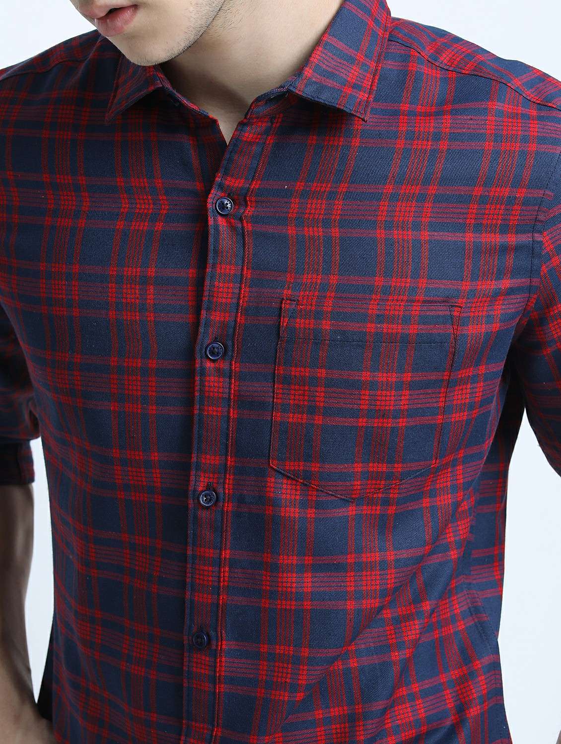 men long sleeved checkered casual shirt - 21487535 -  Standard Image - 5