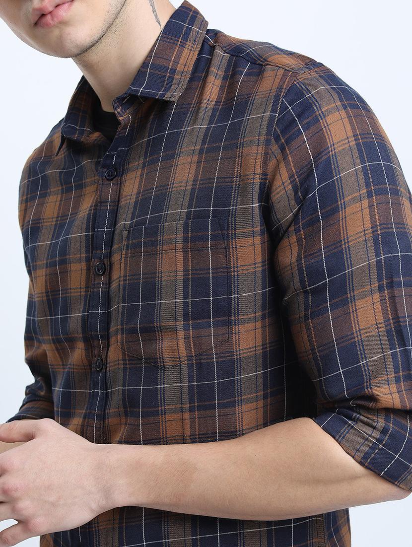 men long sleeved checkered casual shirt - 21487542 - Standard Image - 5