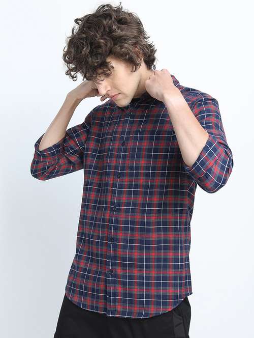 men collared checks casual shirt - 21487553 - Standard Image - 0