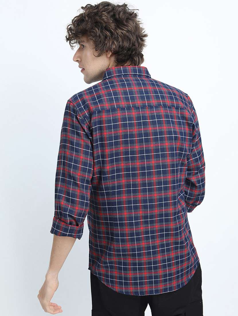 men collared checks casual shirt - 21487553 - Standard Image - 3