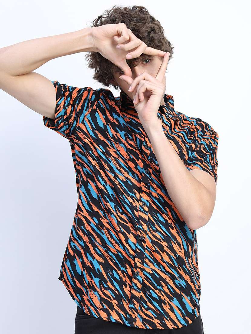 men collared printed casual shirt