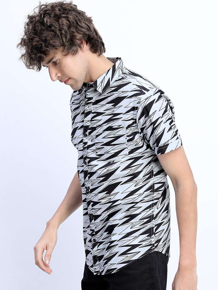 men collared printed casual shirt
