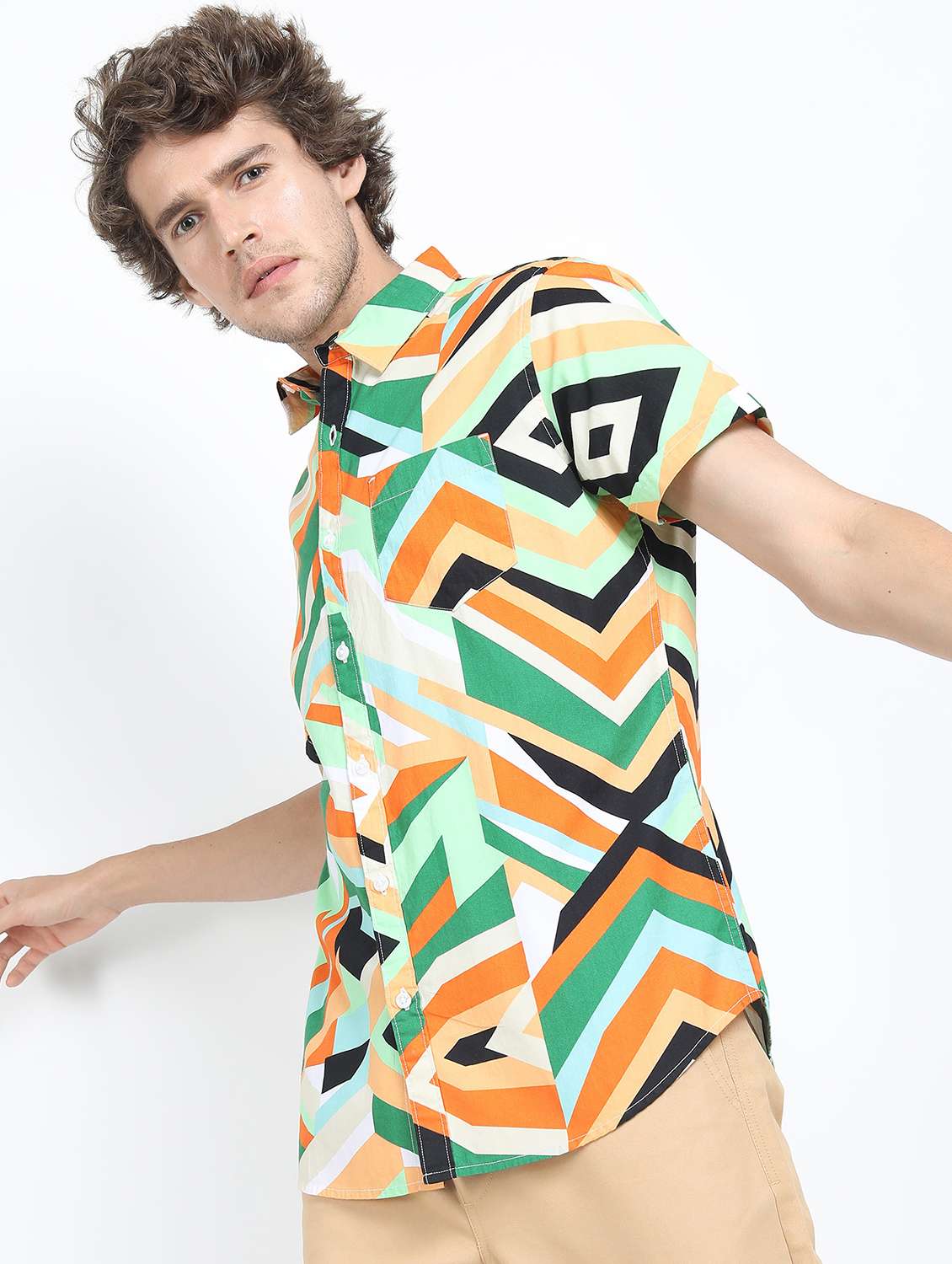 men collared printed casual shirt