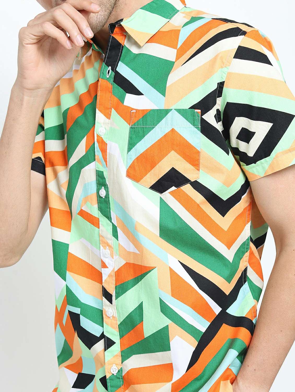men collared printed casual shirt - 21487558 -  Standard Image - 5
