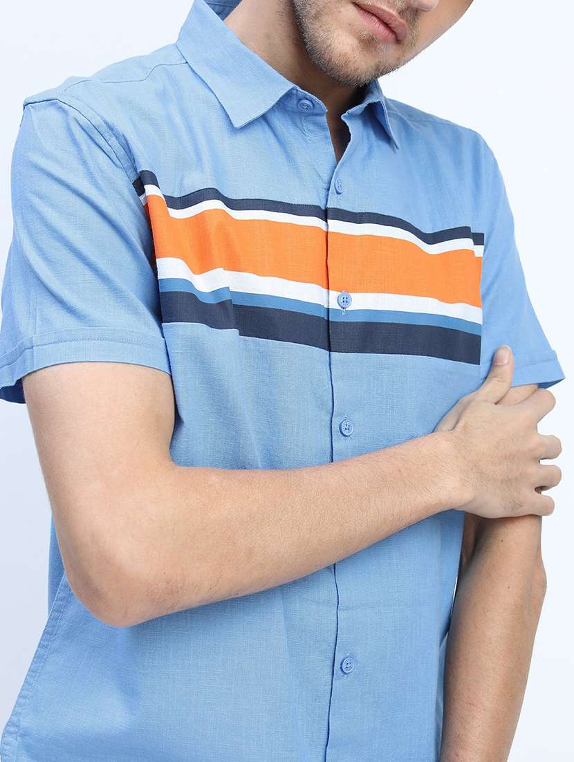 men collared color block casual shirt - 21487571 -  Standard Image - 5