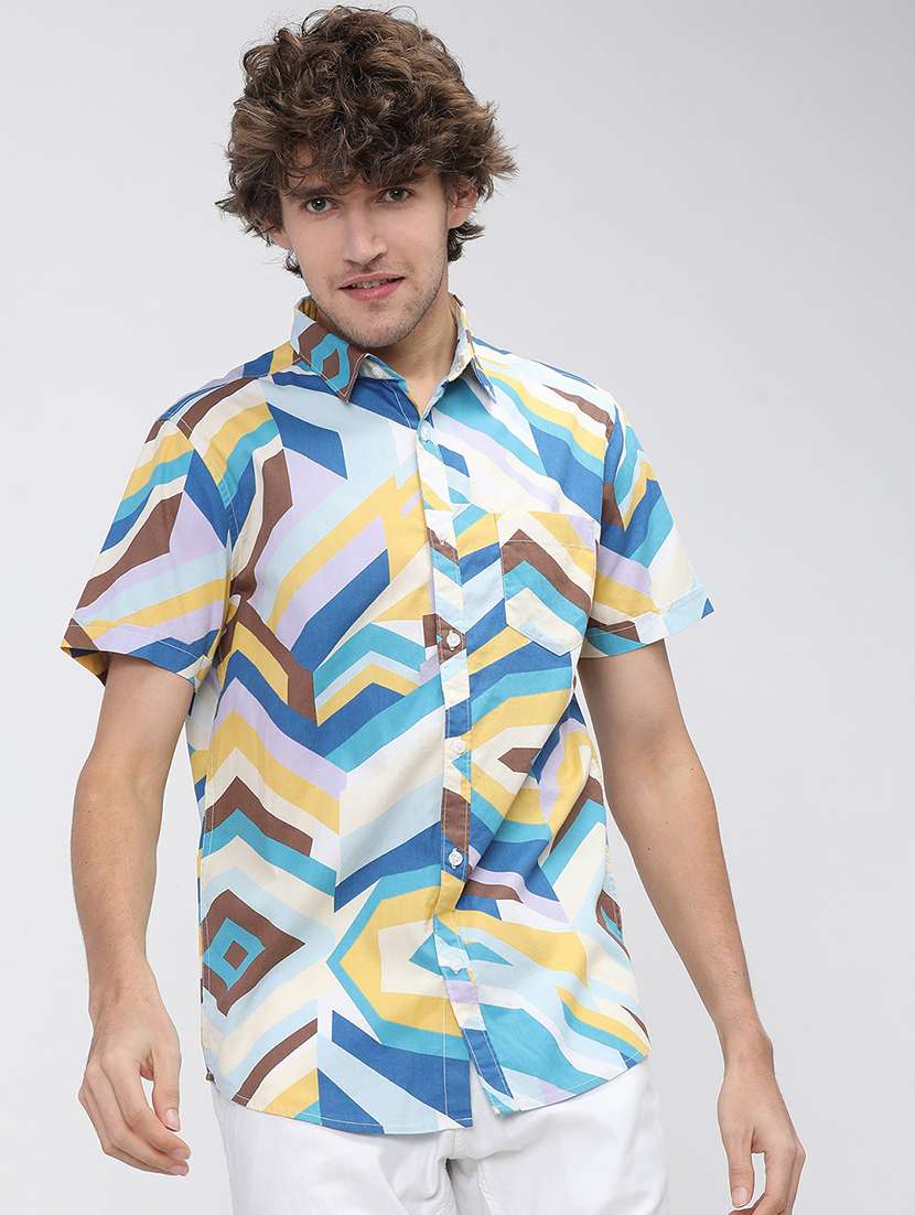 men collared printed casual shirt