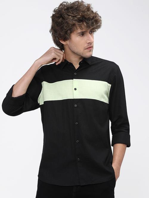 men collared color block casual shirt - 21487575 - Standard Image - 0