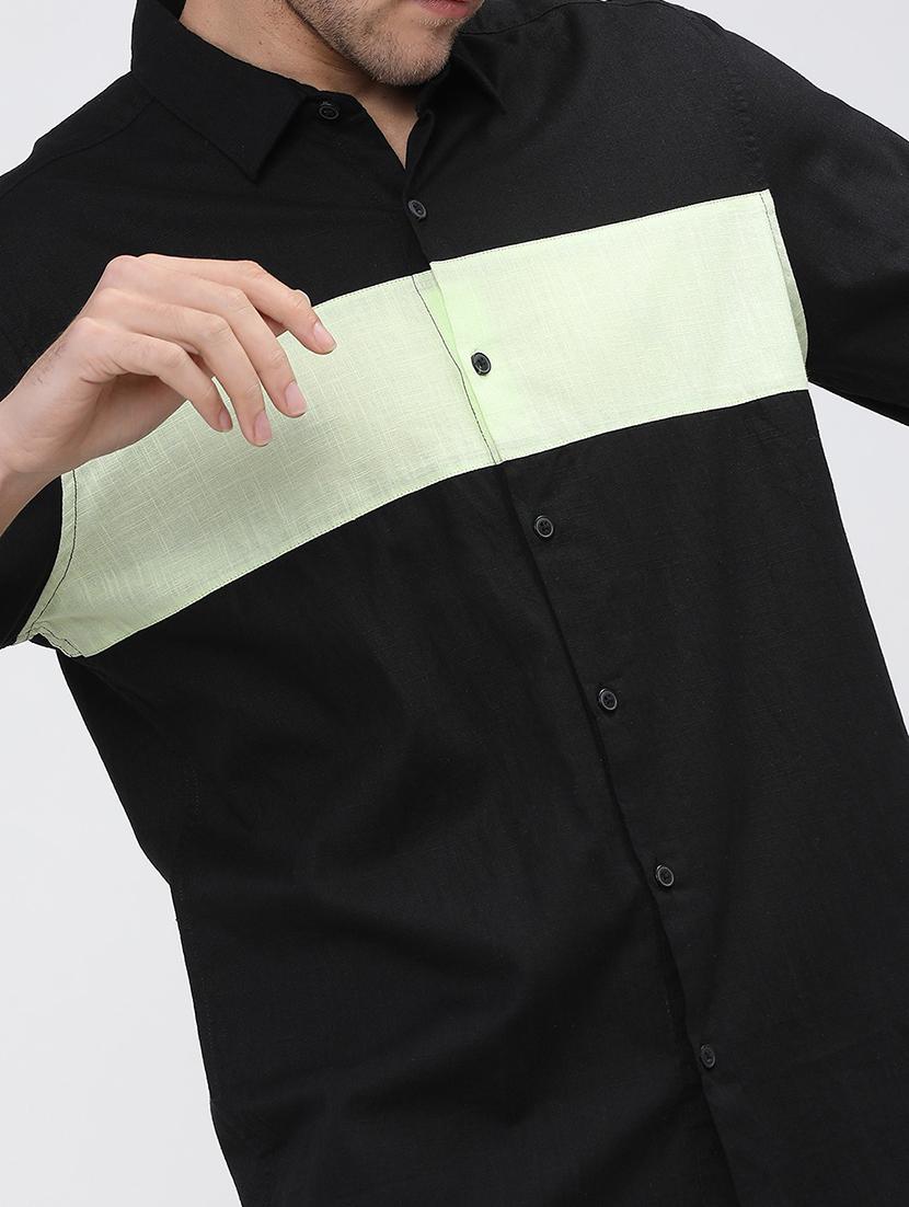 men collared color block casual shirt - 21487575 - Standard Image - 5