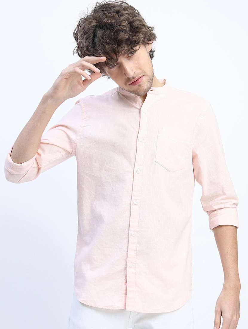 men collared solid casual shirt