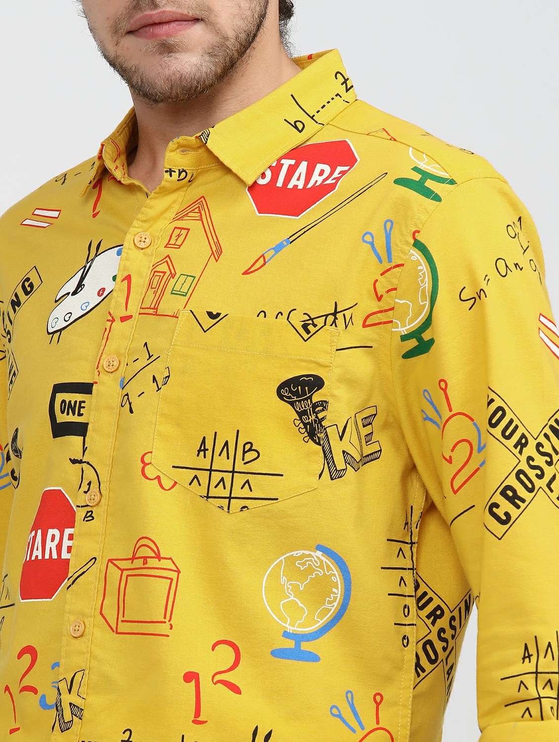 men collared printed casual shirt - 21487584 -  Standard Image - 5