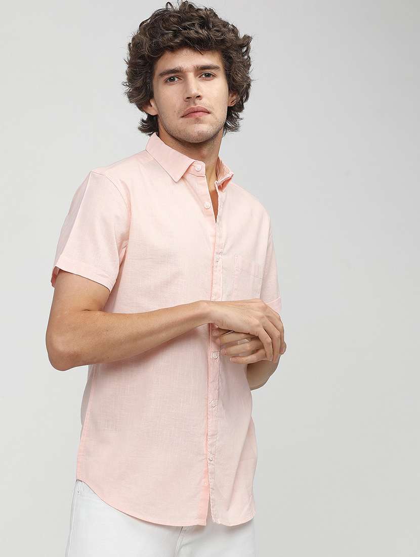 men collared solid casual shirt