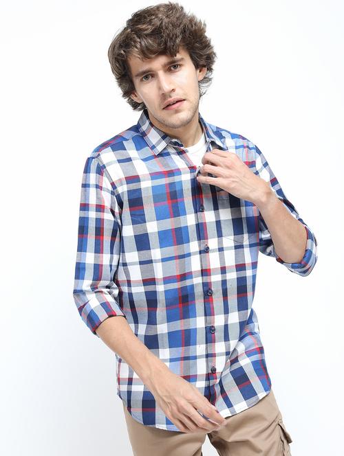 men collared checks casual shirt - 21487596 - Standard Image - 0