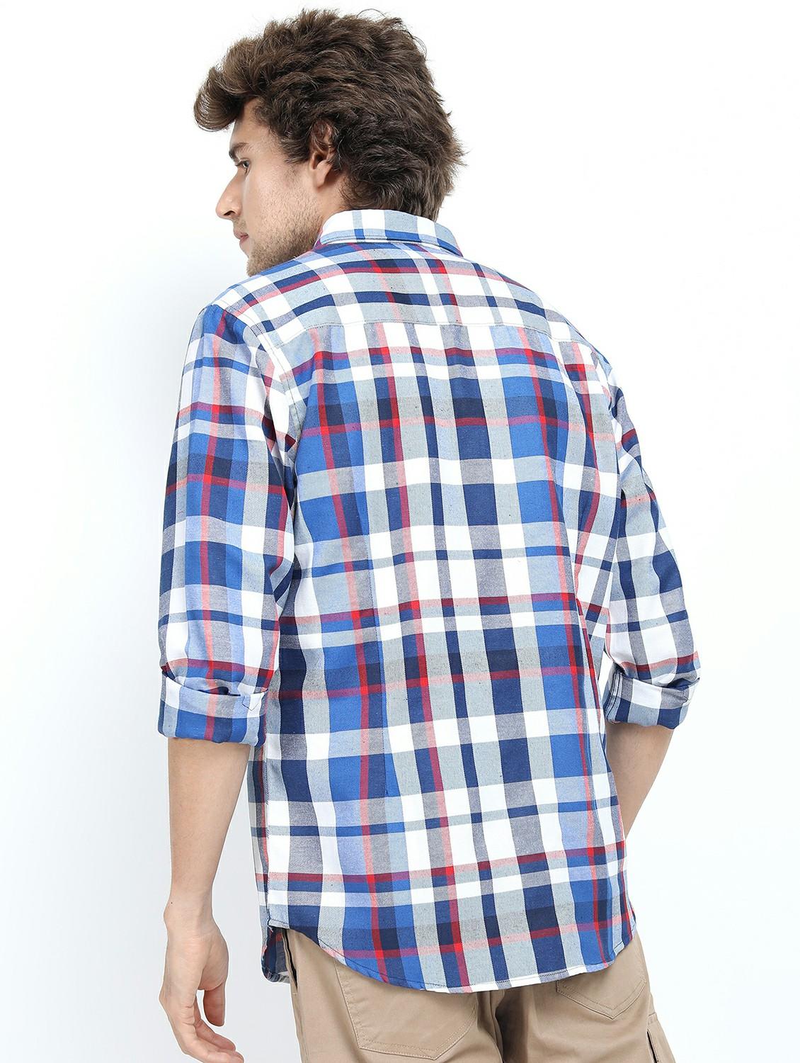 men collared checks casual shirt - 21487596 - Standard Image - 3