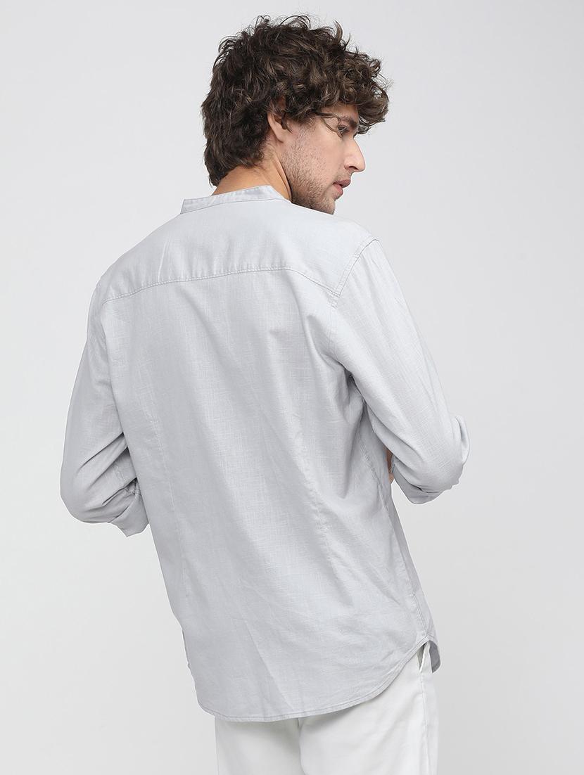 men collared solid casual shirt - 21487605 - Standard Image - 3