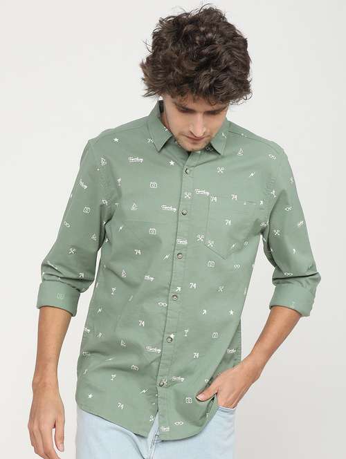 men collared printed casual shirt - 21487608 -  Standard Image - 0