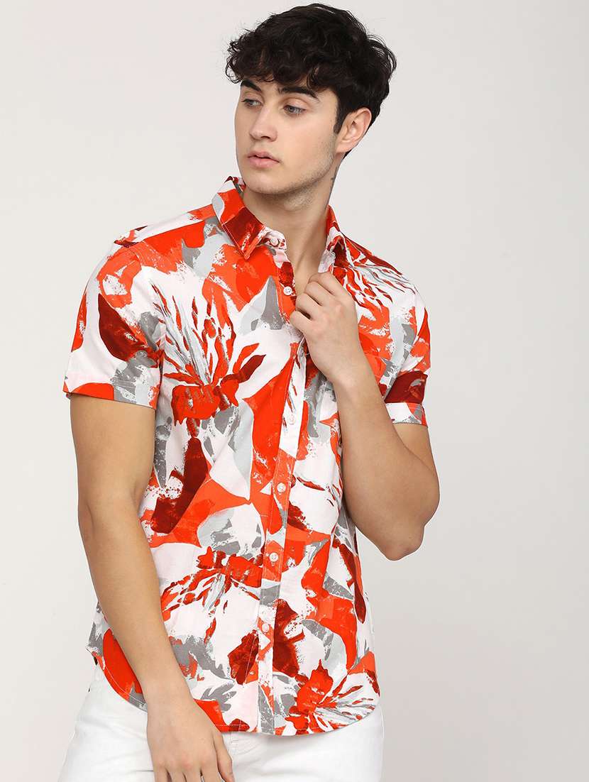 men collared printed casual shirt