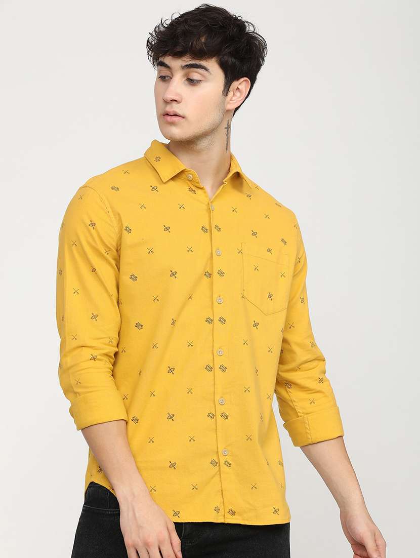 men collared printed casual shirt