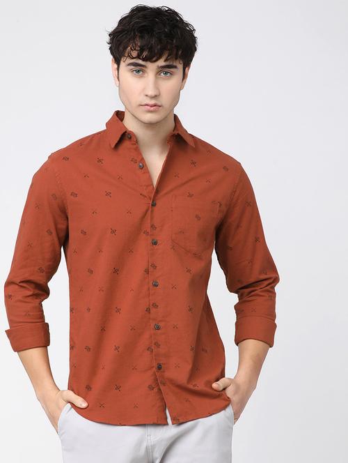 men collared printed casual shirt - 21487630 - Standard Image - 0