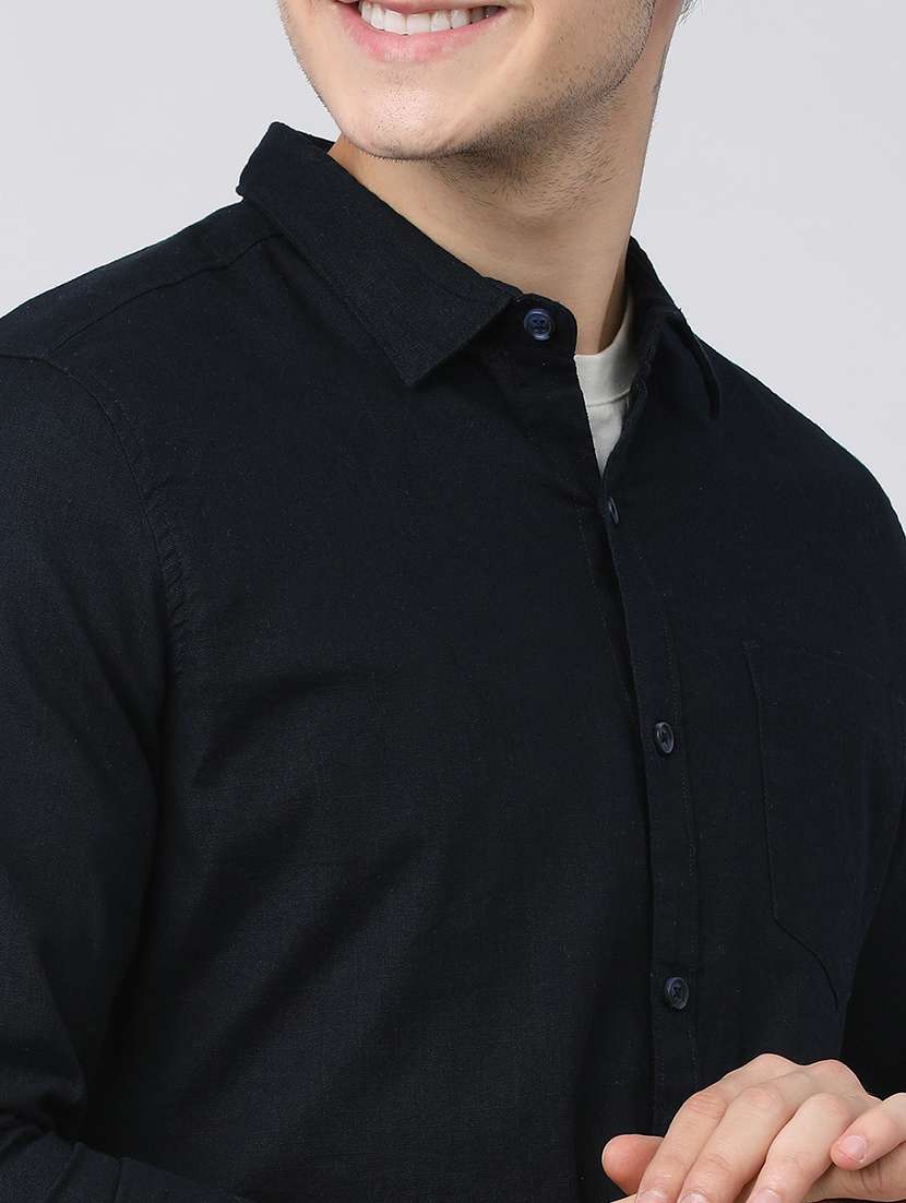 men collared solid casual shirt - 21487631 - Standard Image - 5