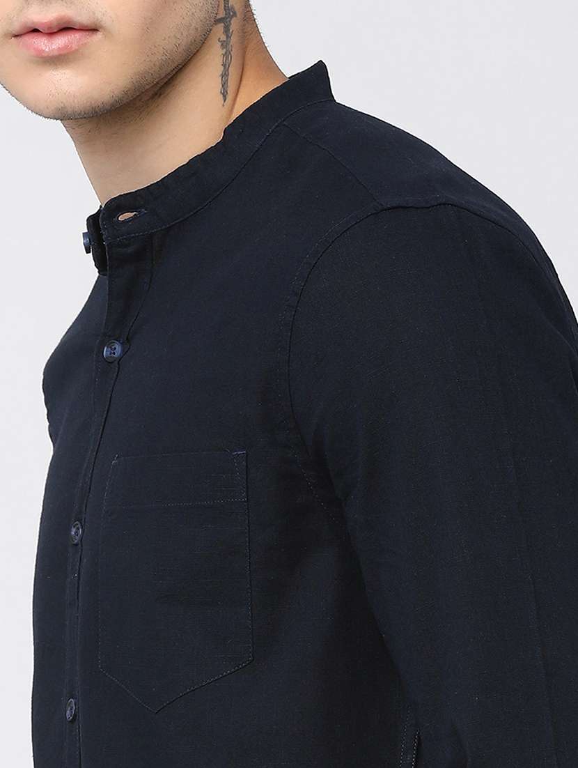 men collared solid casual shirt - 21487632 - Standard Image - 5