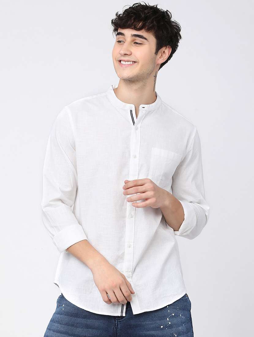 men white regular fit solid casual shirt - 21487637 - Zoom Image - 0