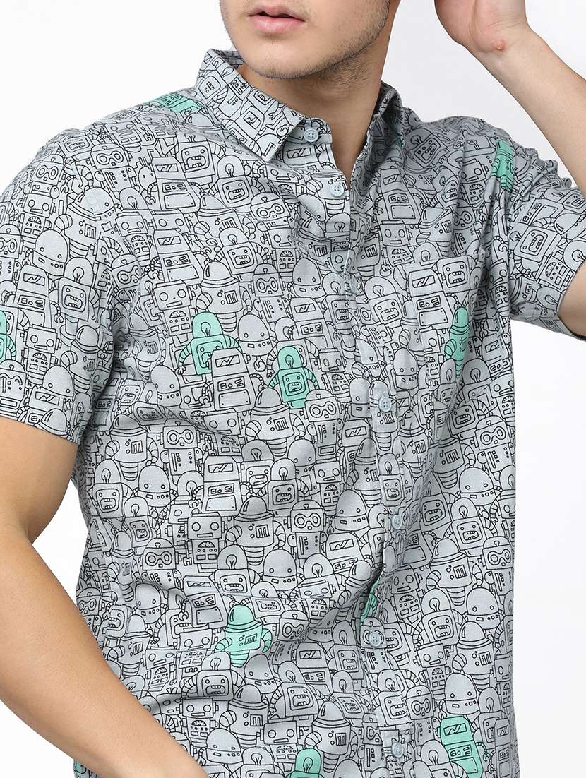 men collared printed casual shirt - 21487642 -  Standard Image - 5