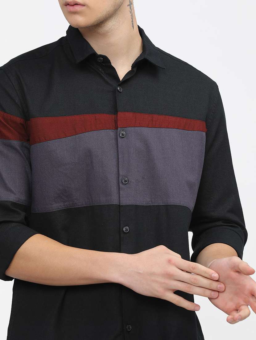 men collared color block casual shirt - 21487643 -  Standard Image - 5