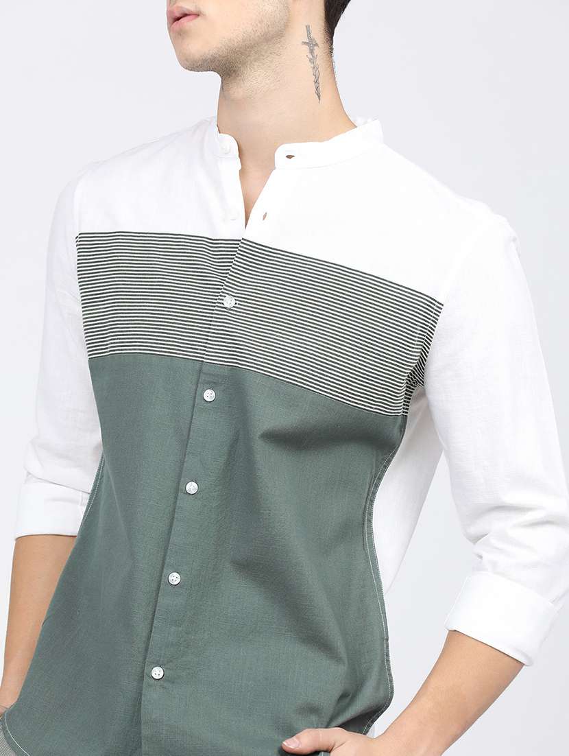 men collared color block casual shirt - 21487647 -  Standard Image - 5