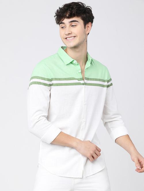 men collared color block casual shirt - 21487649 -  Standard Image - 0