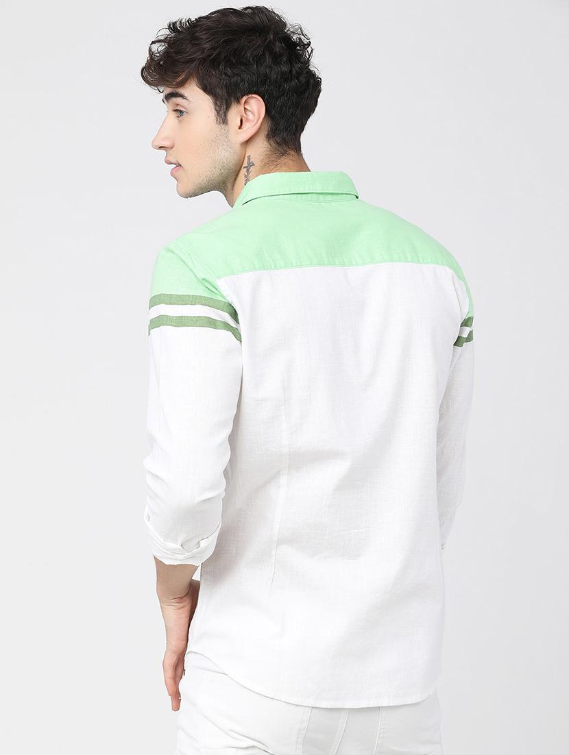 men collared color block casual shirt - 21487649 - Standard Image - 3