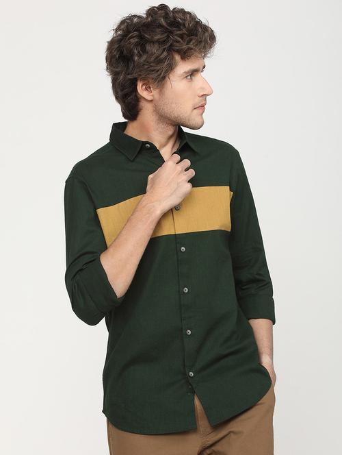 men collared color block casual shirt - 21487650 - Standard Image - 0