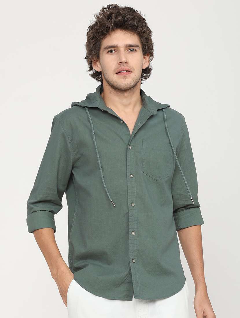 women hooded solid casual shirt