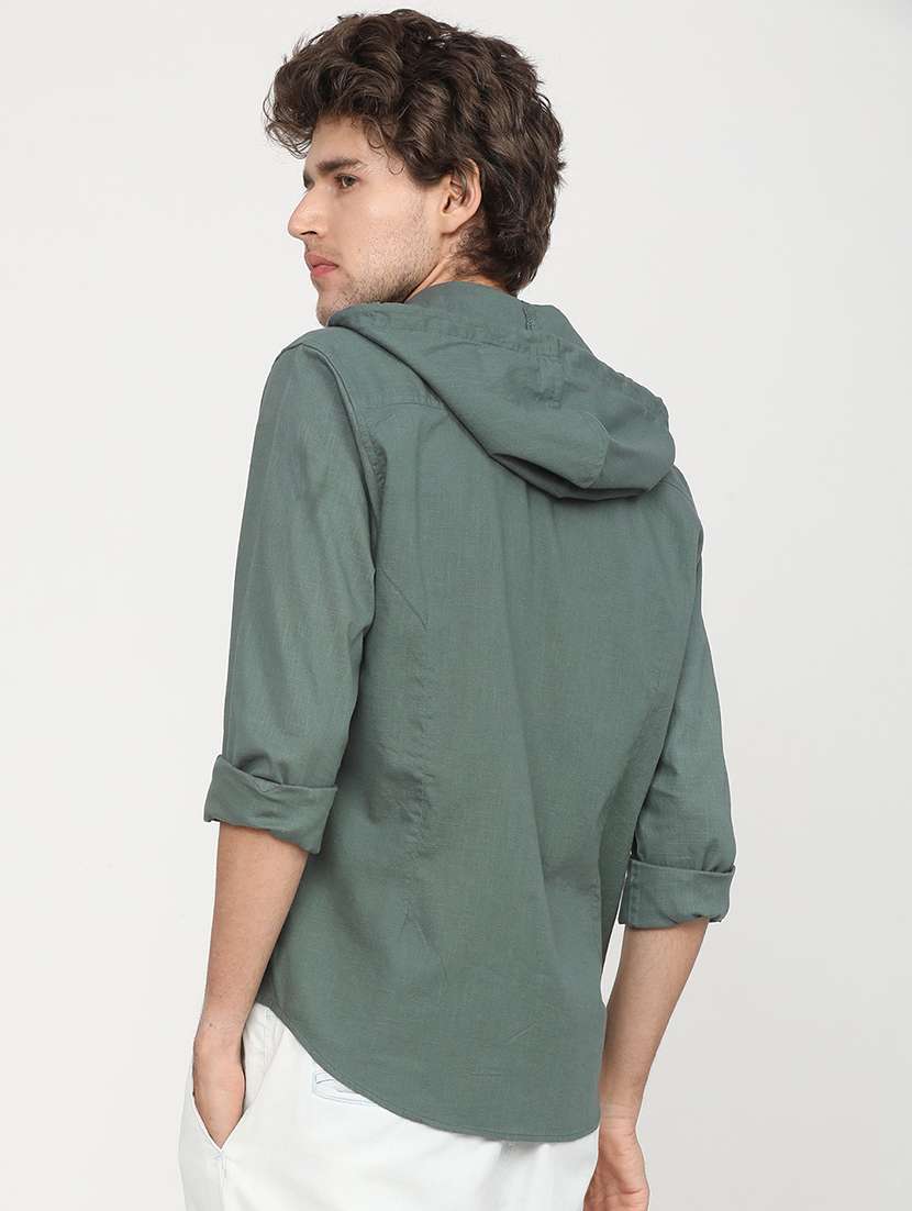 women hooded solid casual shirt - 21487653 -  Standard Image - 3