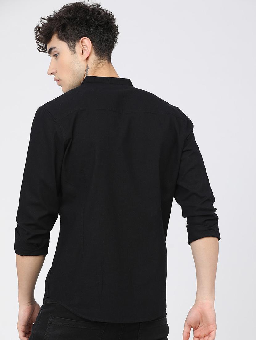 men mandrain neck long sleeves casual shirt - 21487665 - Standard Image - 3