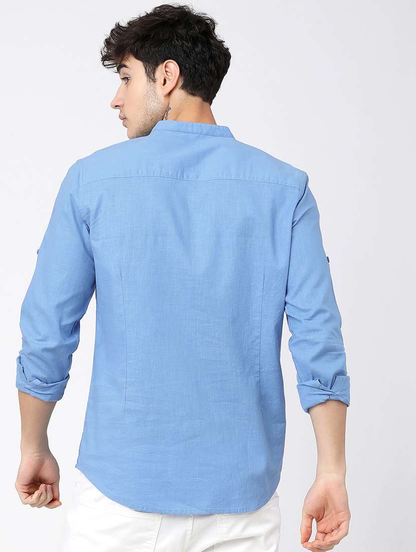 men solids mandarin neck short skurta - 21487686 -  Standard Image - 3