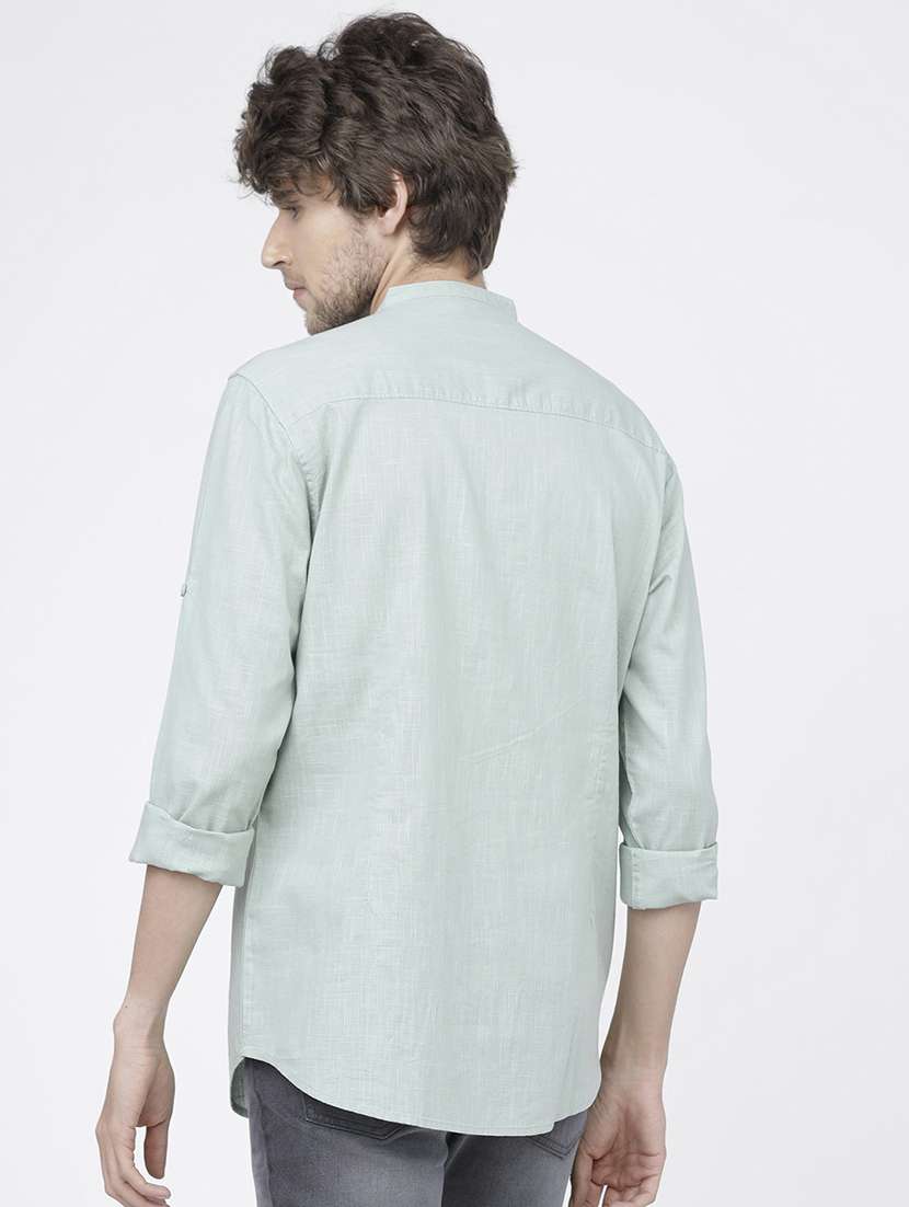 men solids mandarin neck short skurta - 21487735 -  Standard Image - 3