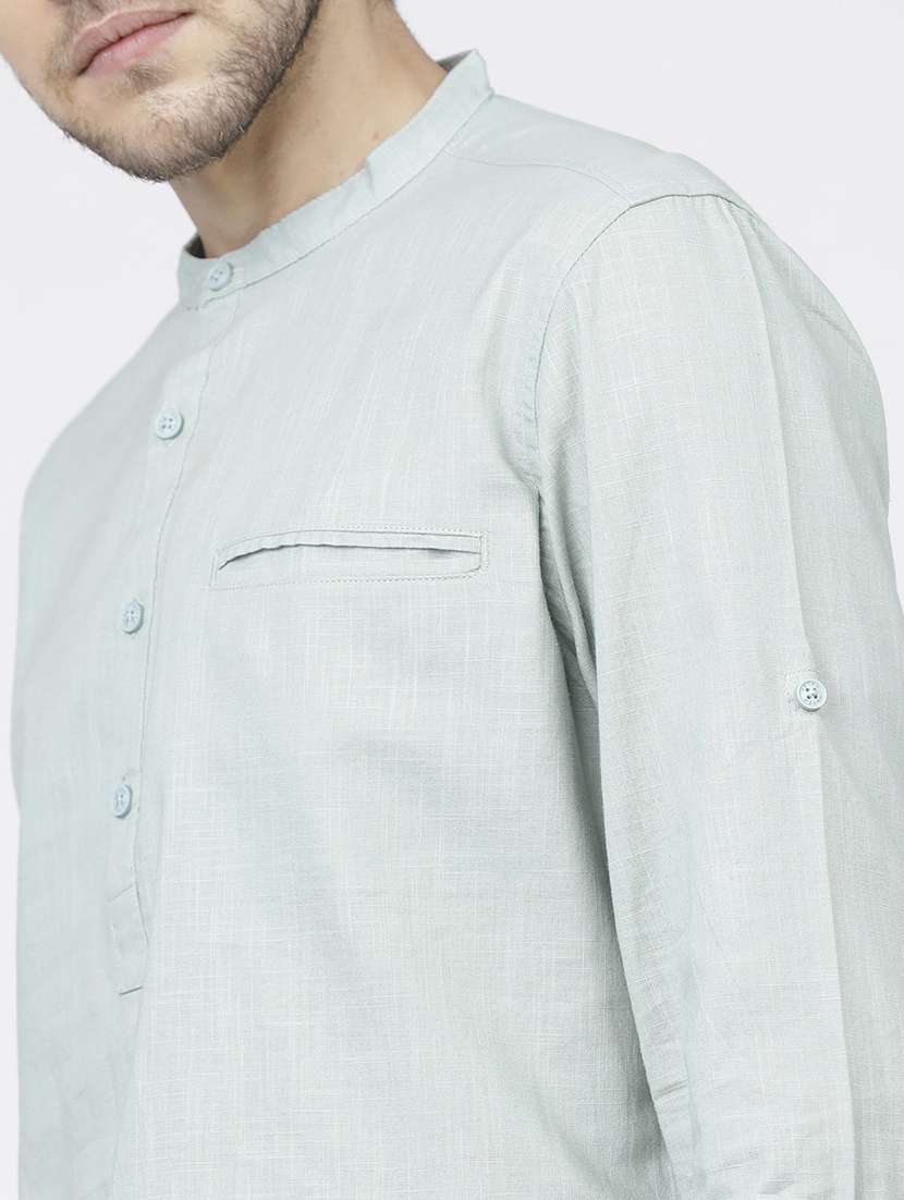 men solids mandarin neck short skurta - 21487735 -  Standard Image - 5