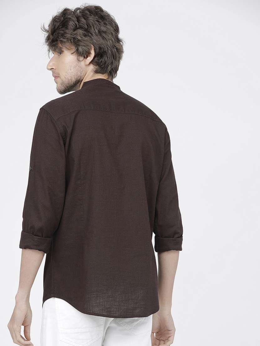 men solids mandarin neck short skurta - 21487736 -  Standard Image - 3