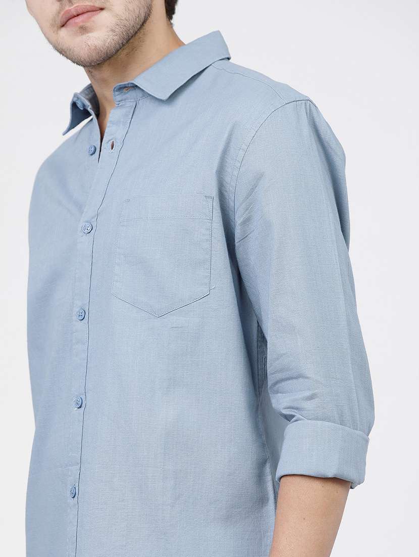 men solid long sleeve casual shirts - 21487769 -  Standard Image - 5