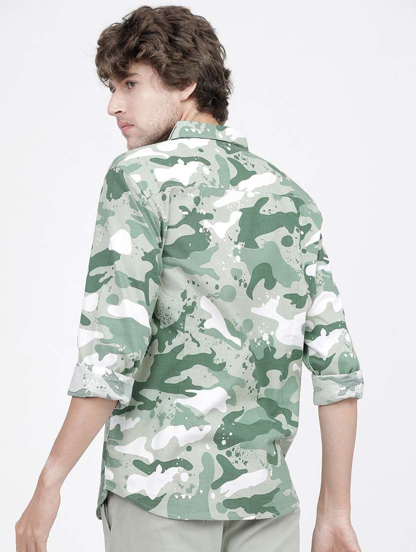 men long sleeved camouflage print casual shirt - 21487790 -  Standard Image - 3