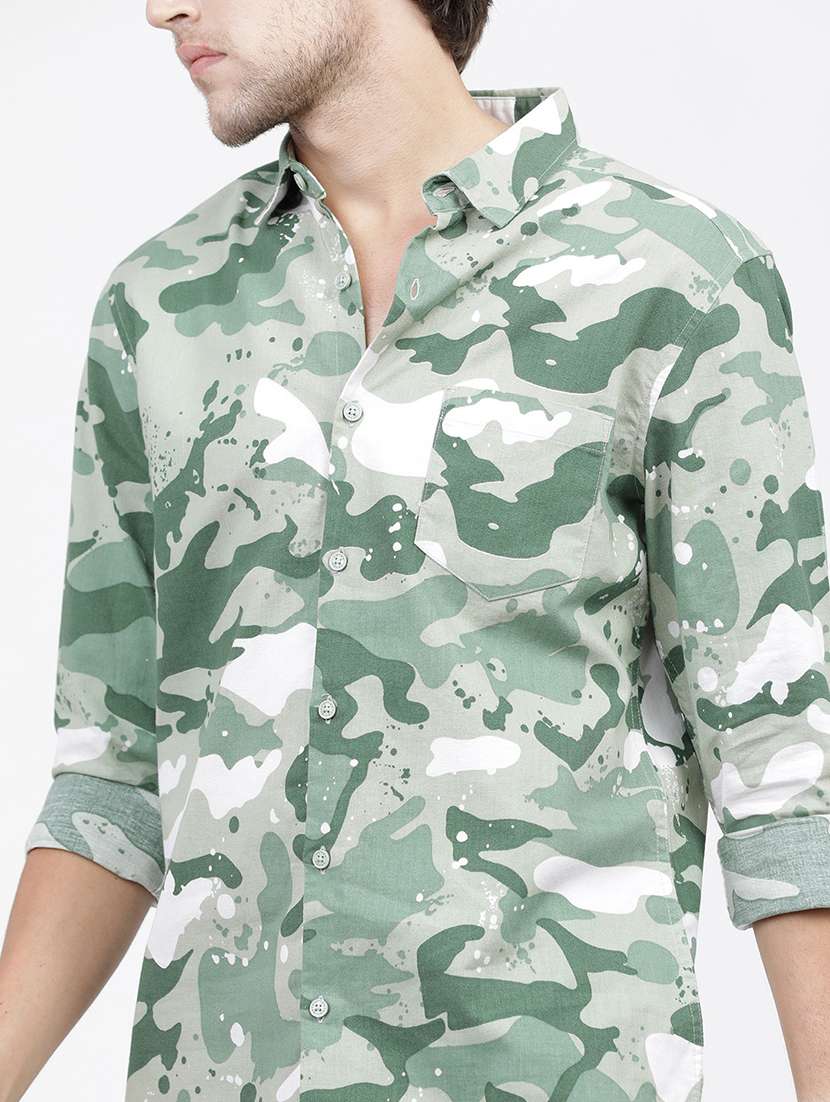 men long sleeved camouflage print casual shirt - 21487790 -  Standard Image - 5