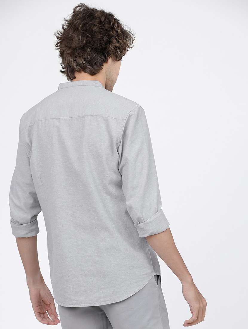 men long sleeved solid casual shirt - 21487794 -  Standard Image - 3
