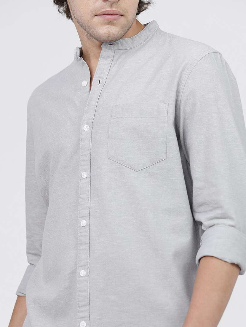 men long sleeved solid casual shirt - 21487794 -  Standard Image - 5